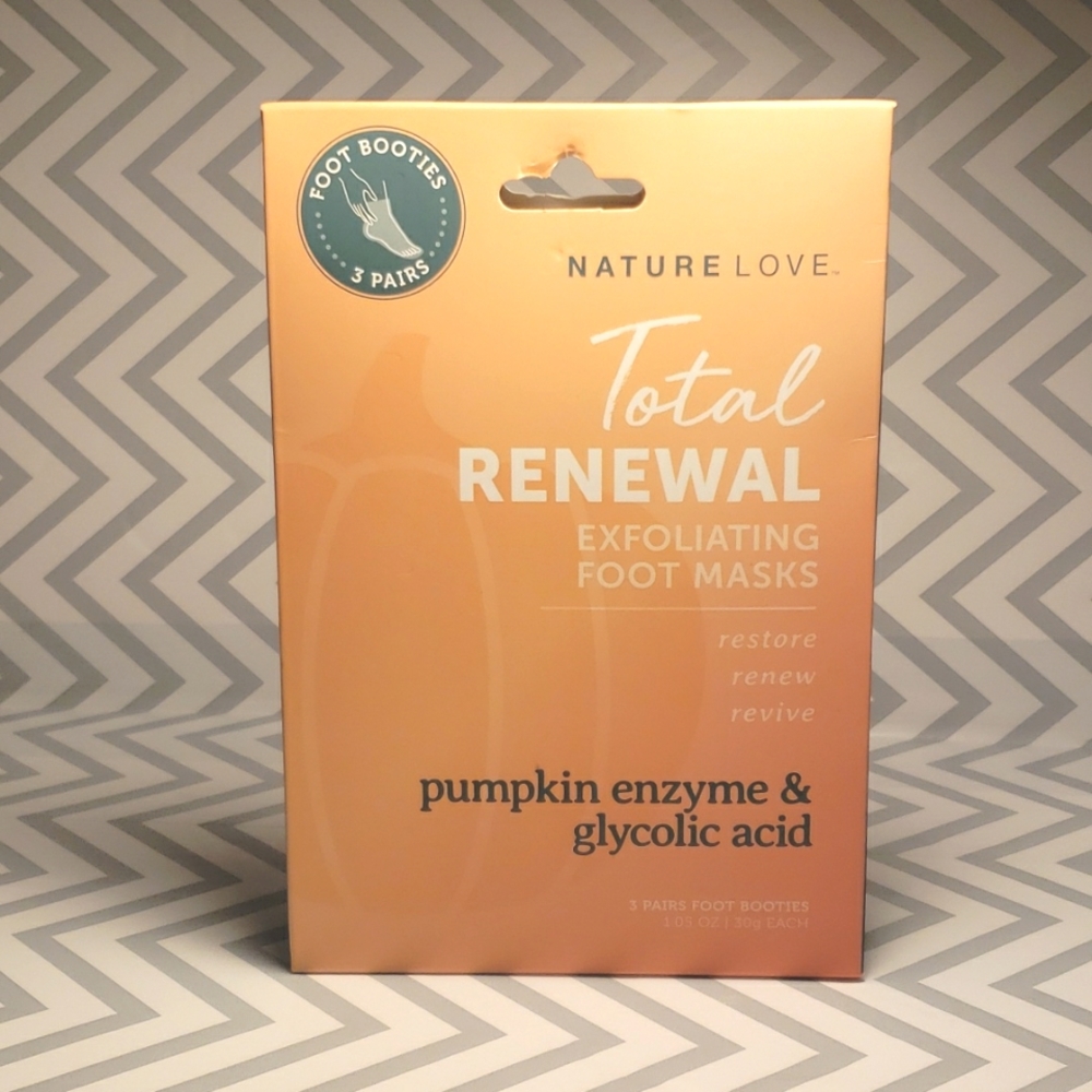 NIB - Nature Love Total Renewal Exfoliating Foot Masks - Box of 3 Foot Bootie